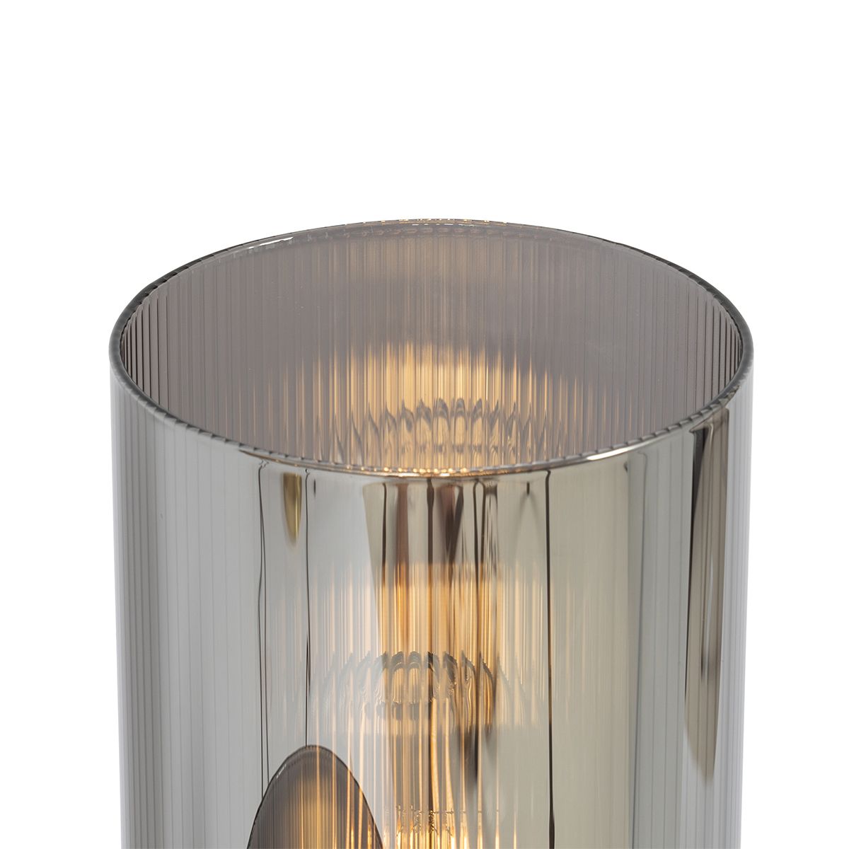 Art Deco tafellamp zwart met smoke glas 2-lichts - Laura