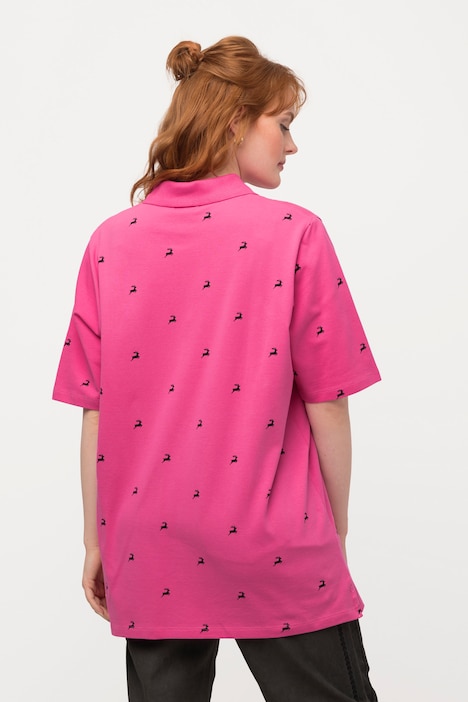 Trachten-Poloshirt, Steinbock, Polokragen, Halbarm