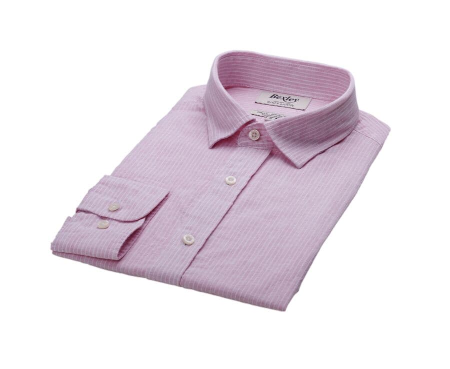 Chemise coton et lin Bleu Océan et liseré Blanc - EDIBERT