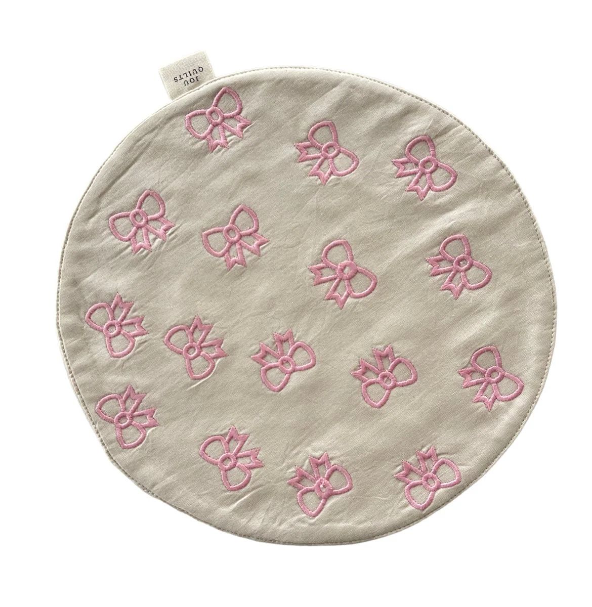 Jou Quilts  Jou Embroidery serviet til brødkurv - Small Bows Pink