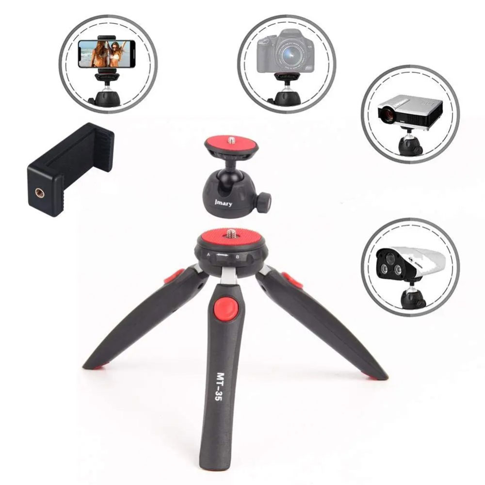 (127mm) Tripod Dreibein Stativ Halterung mit 360° Grad Panorama Ball Adapter und Handy Halterung für DSLR Kameras / Smartphones - Schwarz