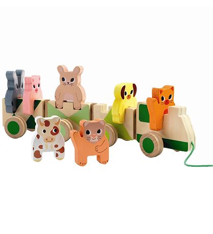 Djeco Aktivitätszug Train - Holz - Bauernhoftiere