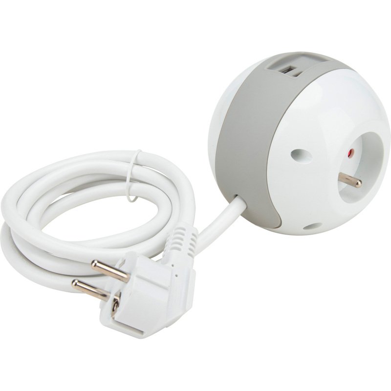Multiprise compacte Watt'Ball + 2 ports USB A et C
