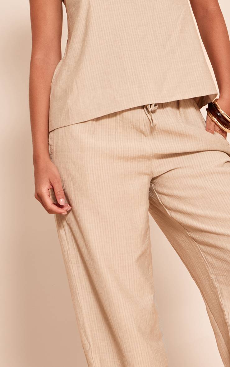 Gris Pierre Ensemble Coordonné Pantalon Large À Rayures Tissé Avec Cordon De Serrage