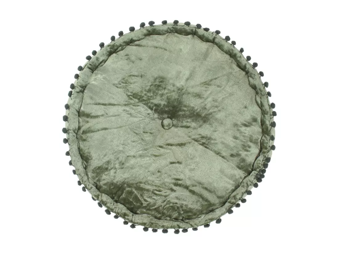 Pouf Rond Velours 40x20 cm Vert