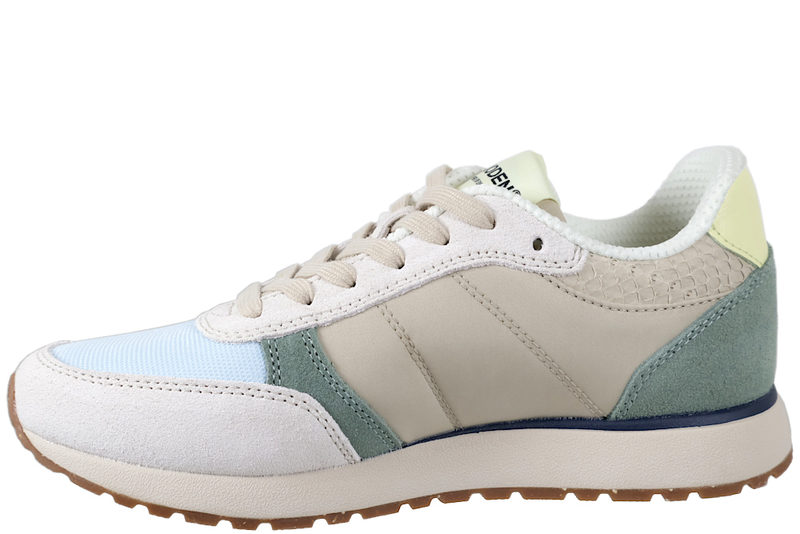WODEN - RONJA SKO I BEIGE TEKSTIL OG RUSKIND