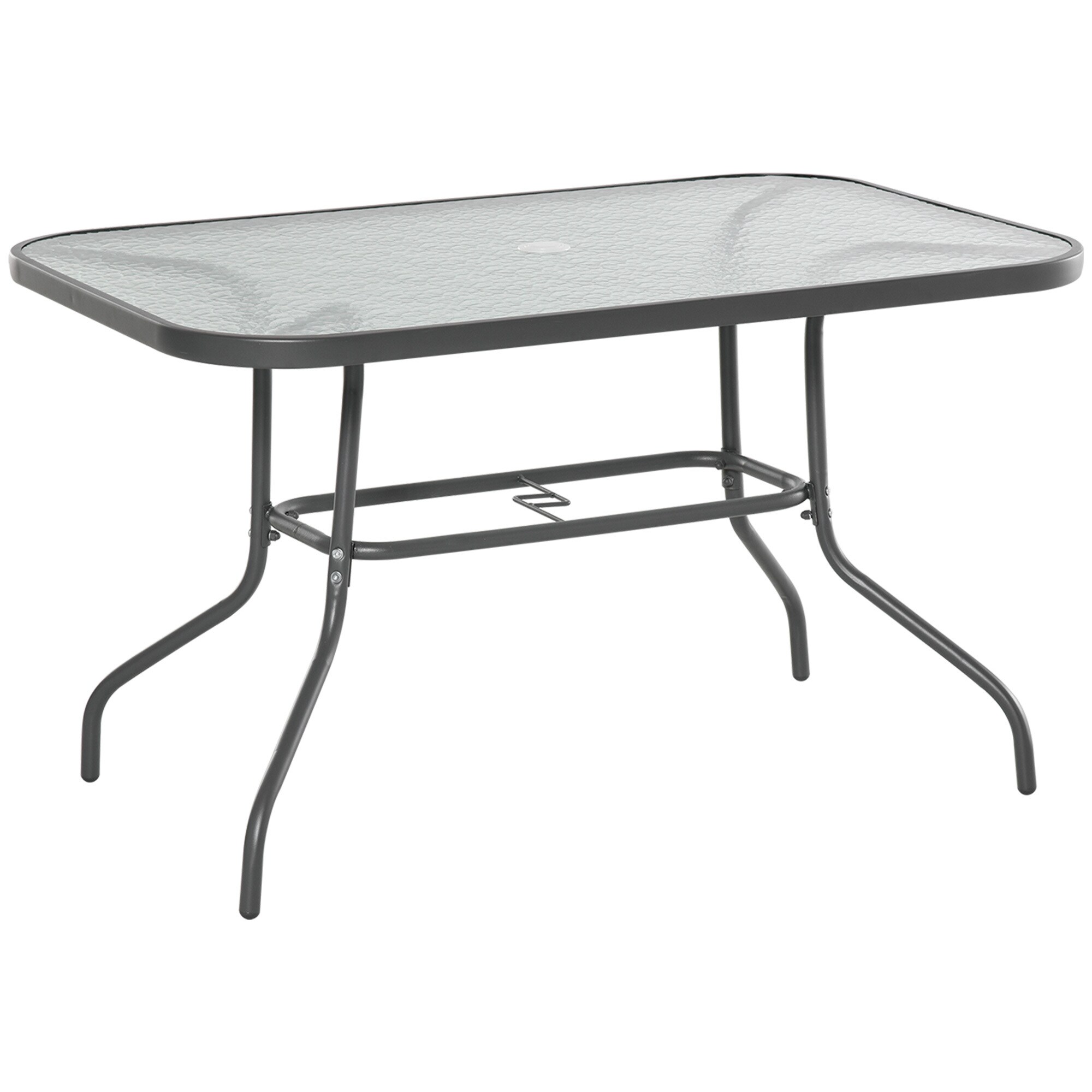 Outsunny Gartentisch mit Schirmloch carbongrau 120 x 80 x 70 cm (LxBxH)