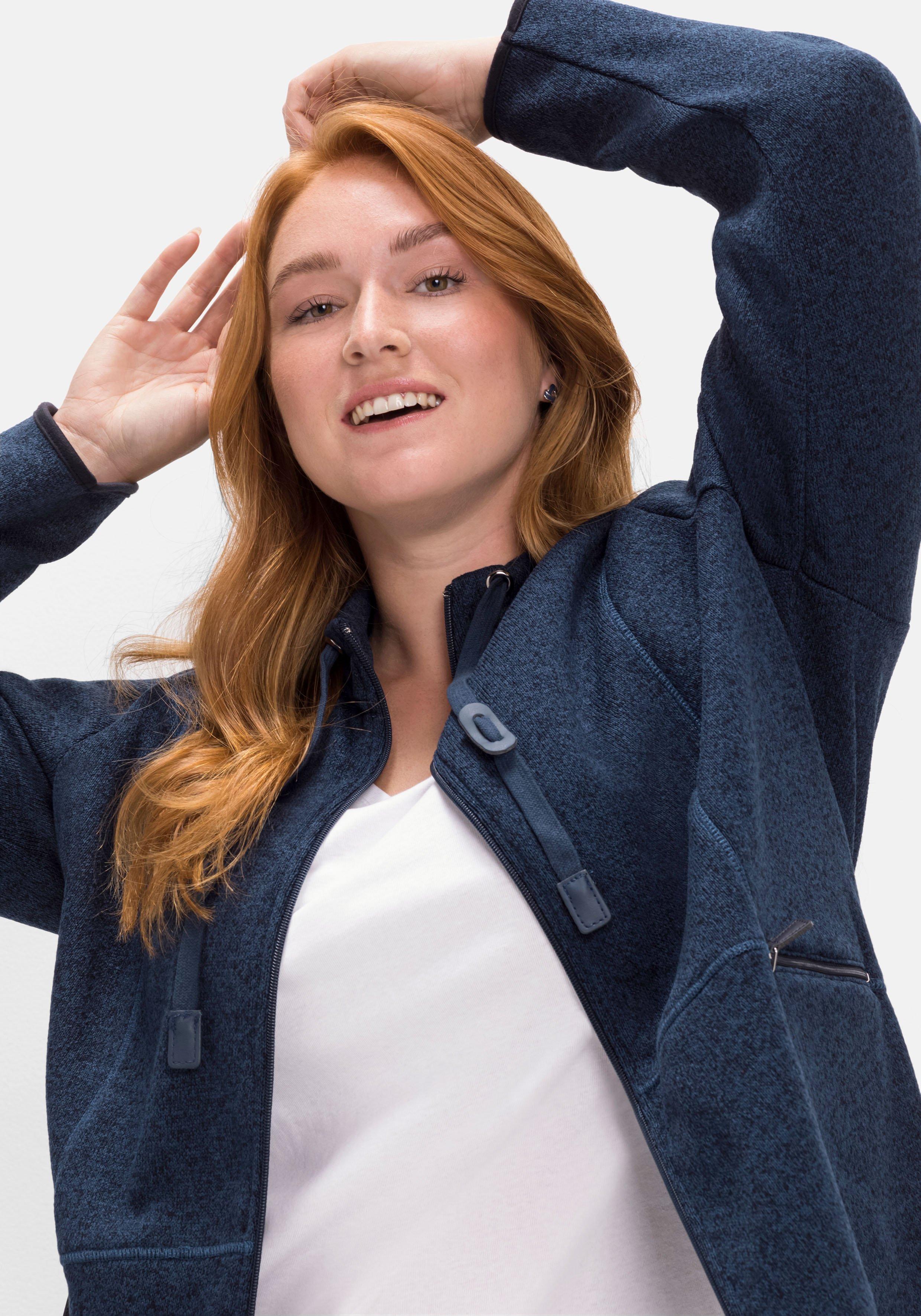 Strickfleecejacke mit Stehkragen
