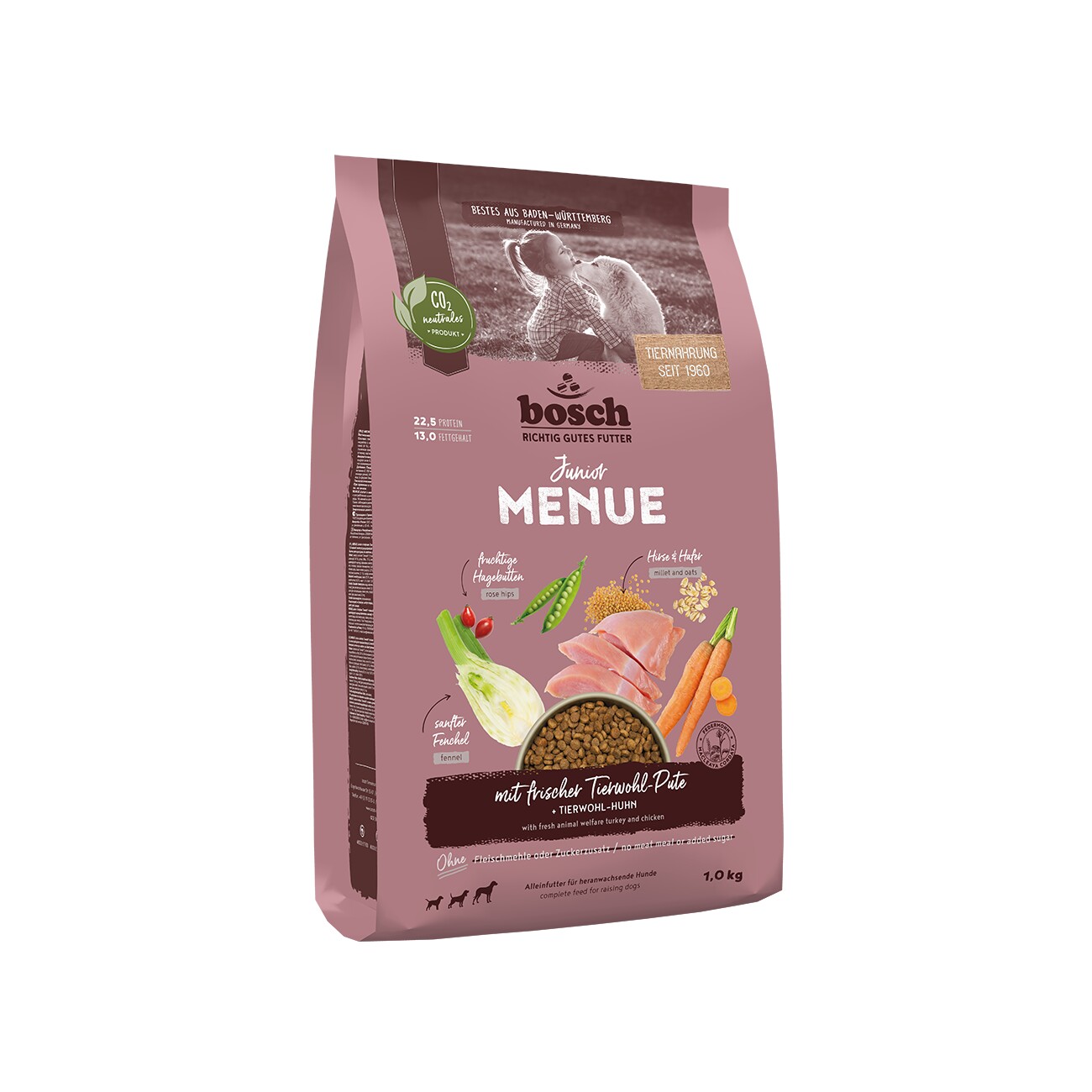 bosch HPC Trockenfutter Hund Junior Menue Tierwohl-Pute 1 kg