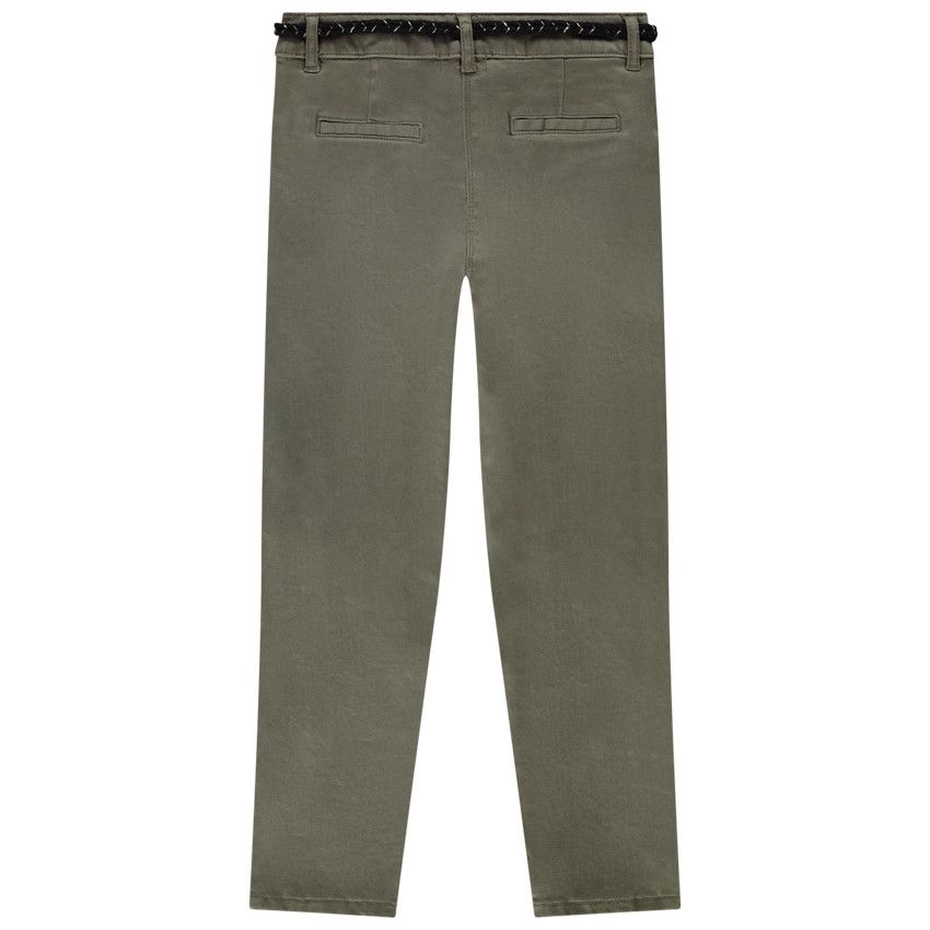 Pantalon slim + ceinture tressée amovible pour fille - Vert