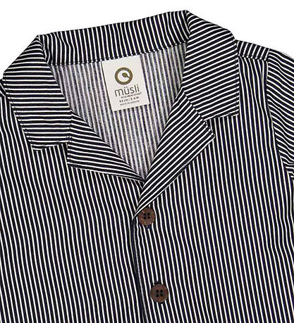 M?Slå Skjorte - Poplin Stripe - Balsam Cream/Night Blue