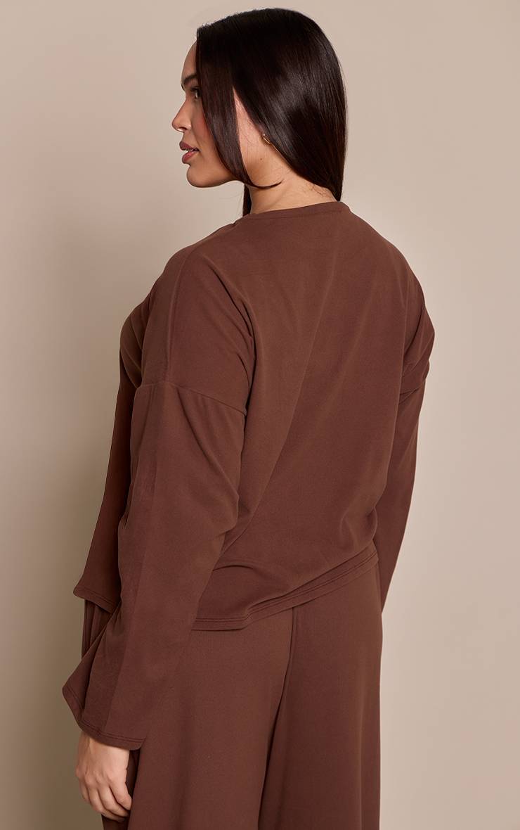 Chocolat T-shirt Grande Taille Manches Longues Oversize Toucher Doux