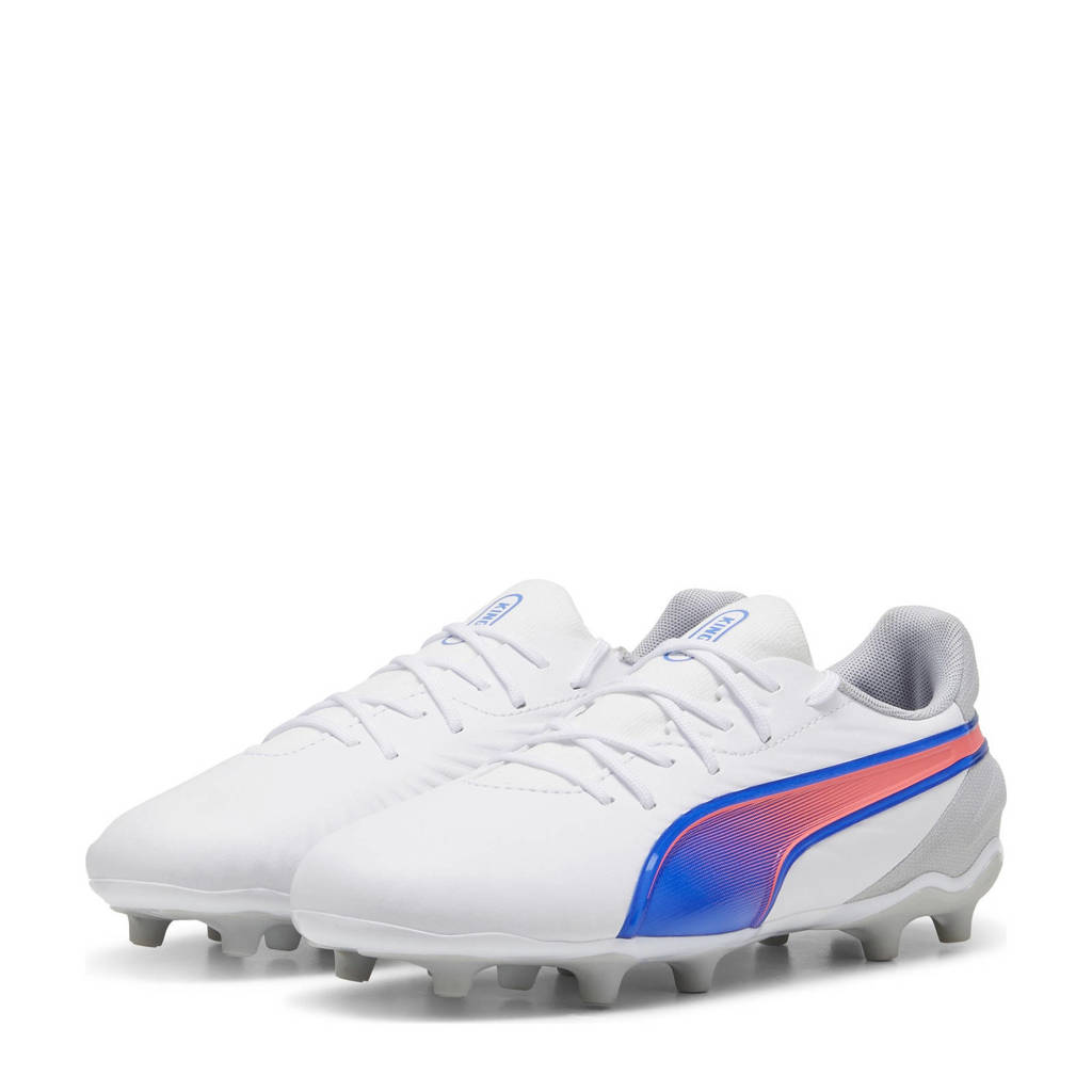 Puma Kin Matchjunior voetbalschoenen wit/kobaltblauw/lichtgrijs
