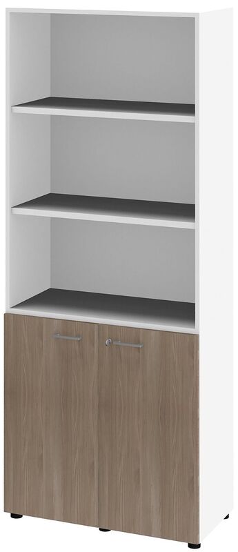 Büroschrank LINUS, 5 Ordnerhöhen, Türen 83 cm, Dekor Ulme, weiss