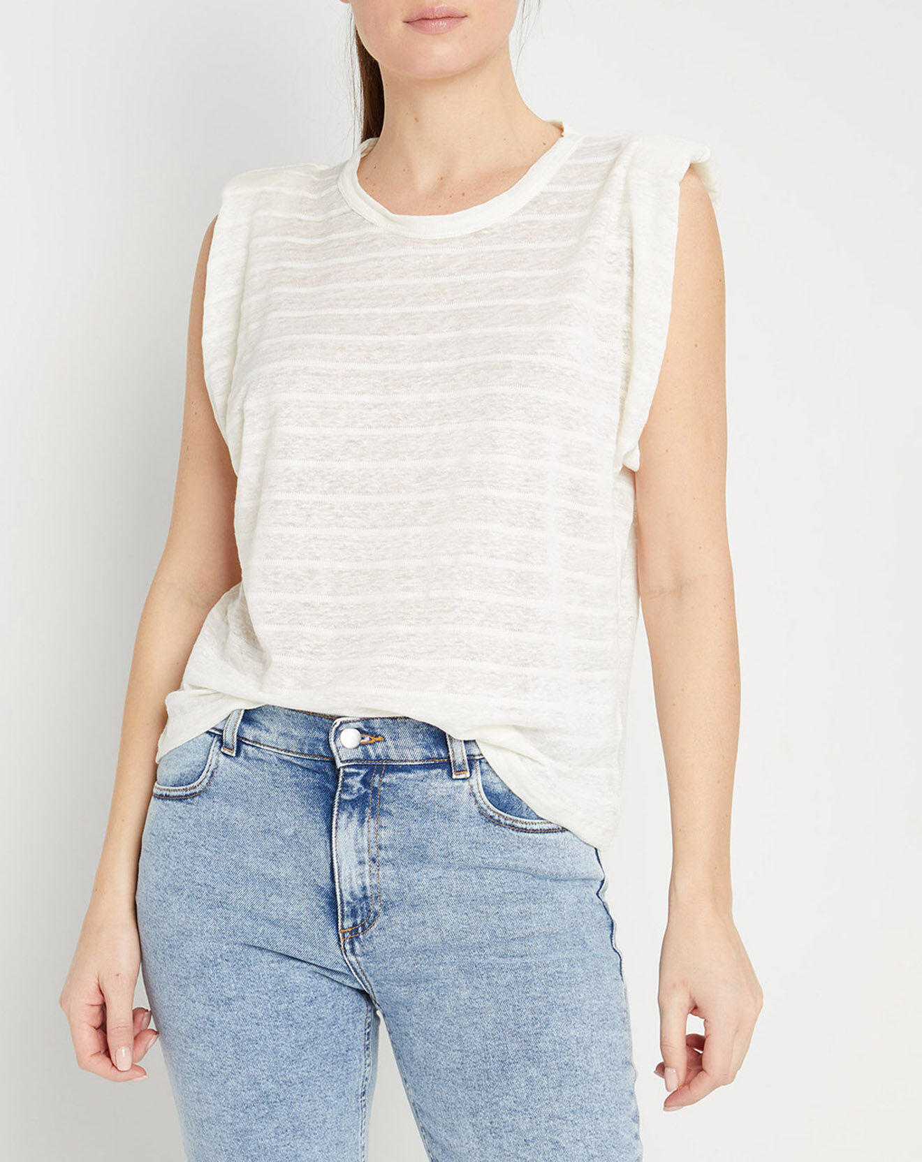 Cashmere Tribu Top en Lin & Coton Lin Coco blanc