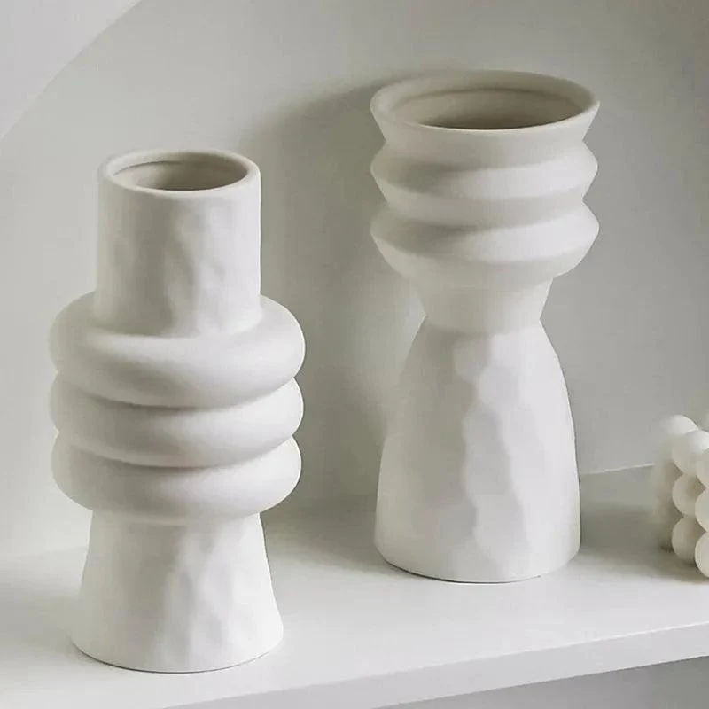 White Nordic Ceramics Dried Flower Vase | Home Ornaments Flower Pot Vases Set