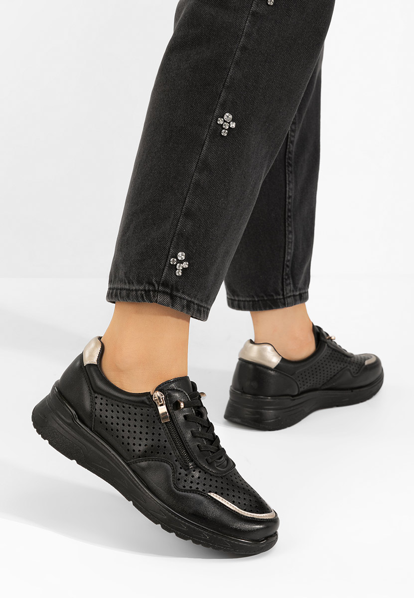 Baskets pour femme noirs Vernisa