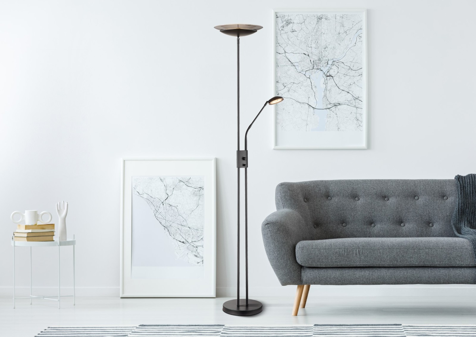 LED-Deckenfluter - schwarz matt - 180 cm - dimmbar
