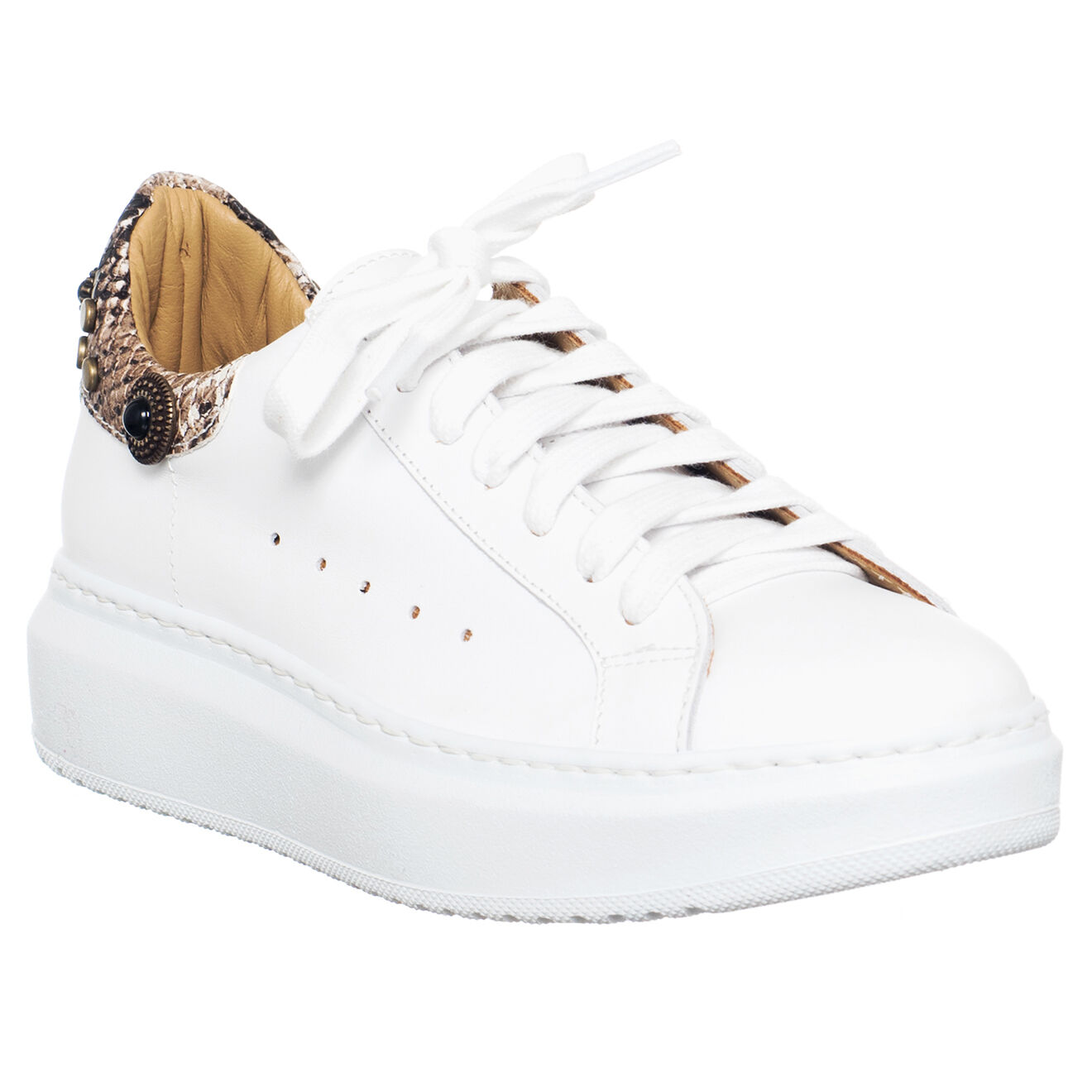Loretta Pettinari Sneakers en Cuir Alex MQ blanc/python