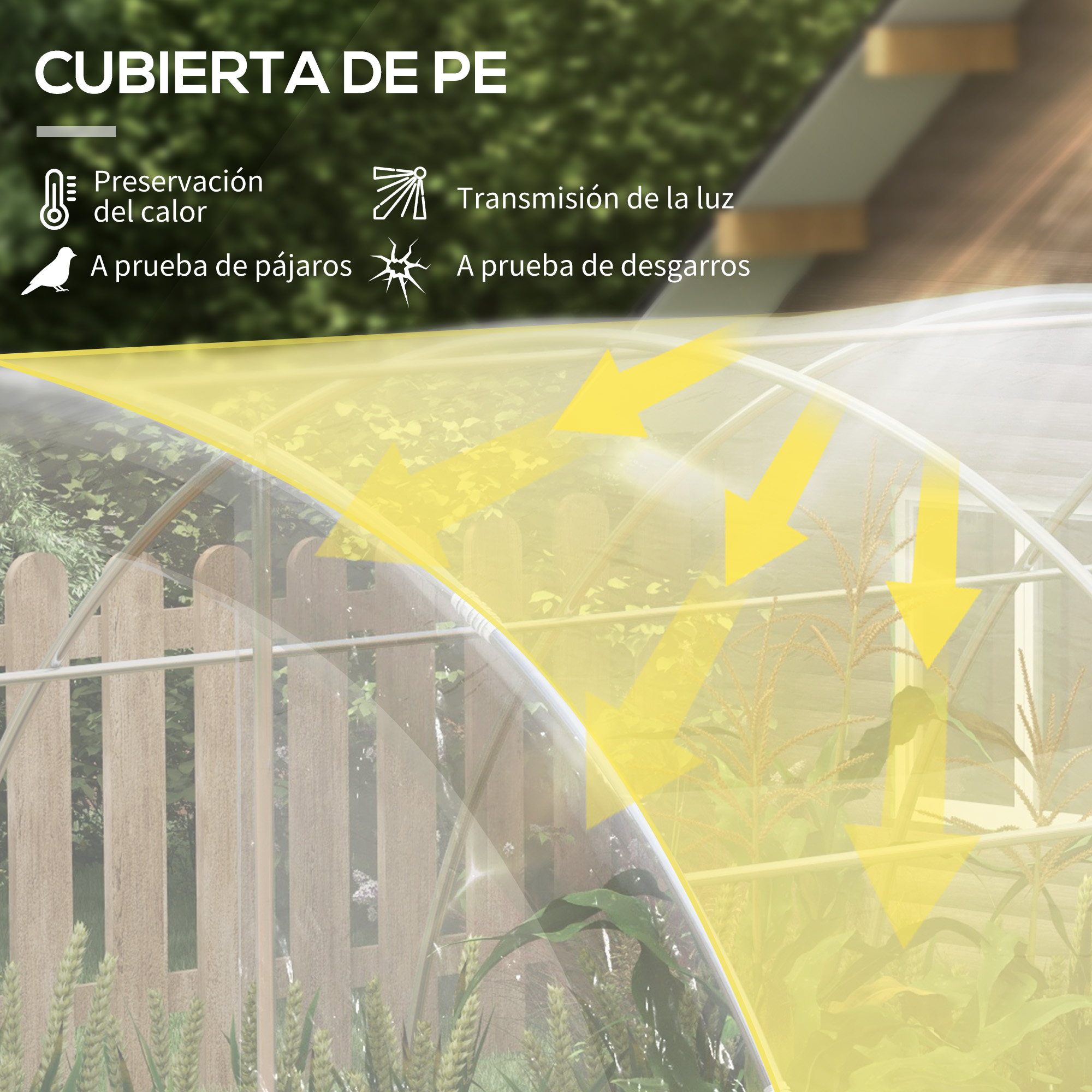 Estufa de túnel transparente Outsunny