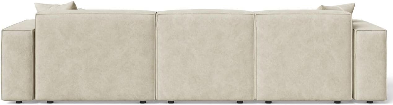 GRAINGOLD Arizona Ecksofa 265x180 cm, L-Form Sofa, Ecksofa für Wohnzimmer, Velour, 3-Sitzer Eckcouch, Modernes Design (Beige, Rechts)