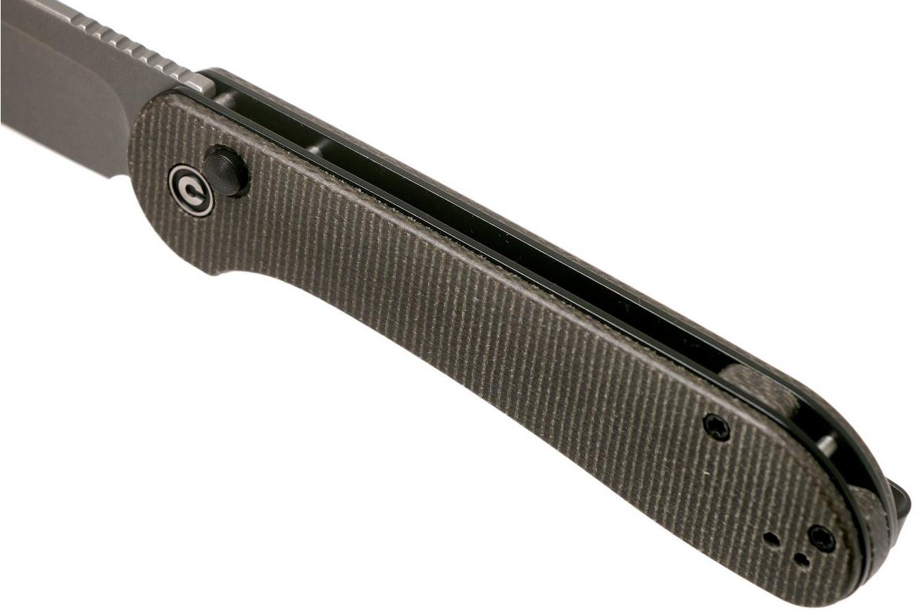 Civivi Elementum Button Lock C2103C Stonewashed, Dark Green Micarta zakmes