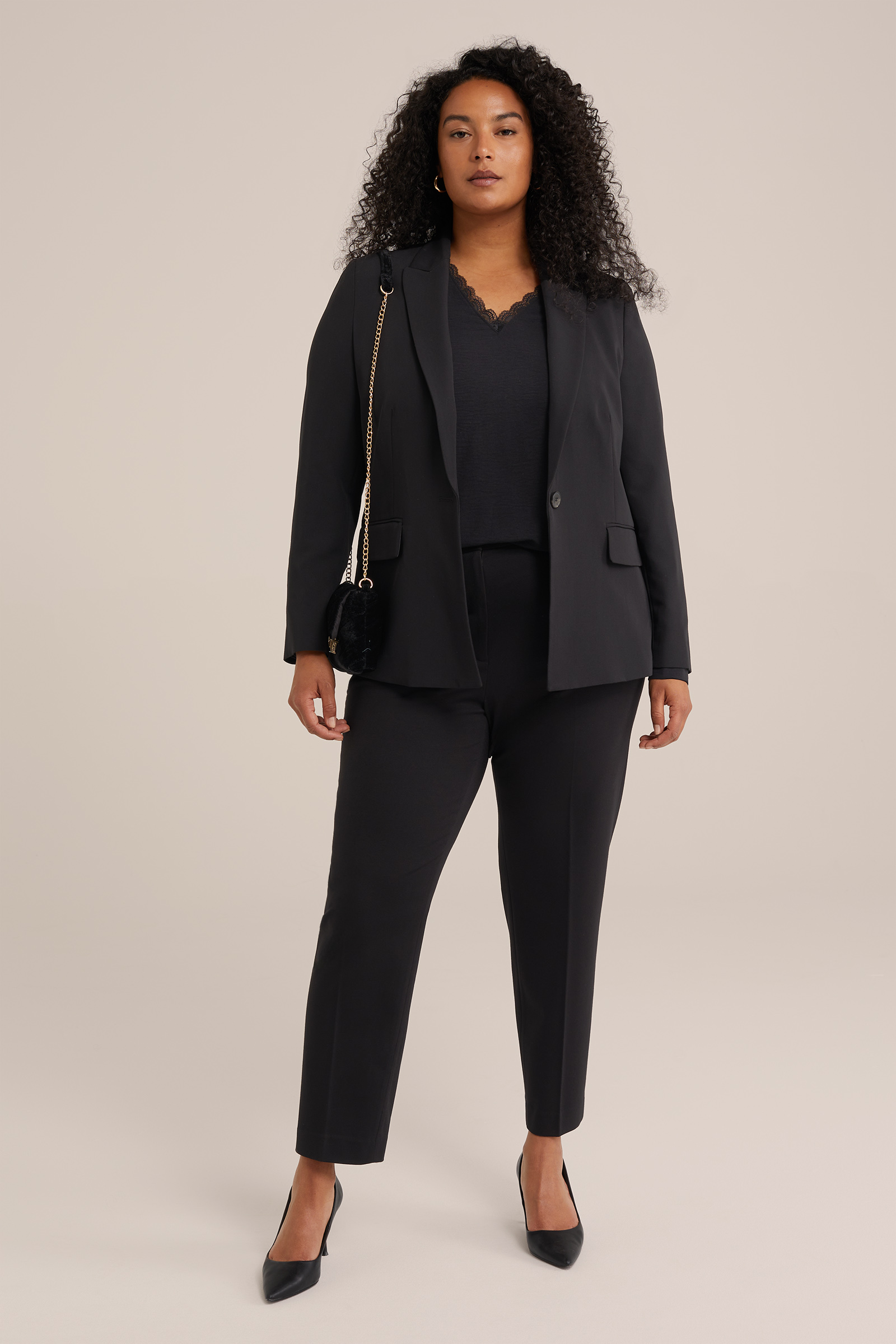 blouse met kant - Curve WE Fashion Zwart