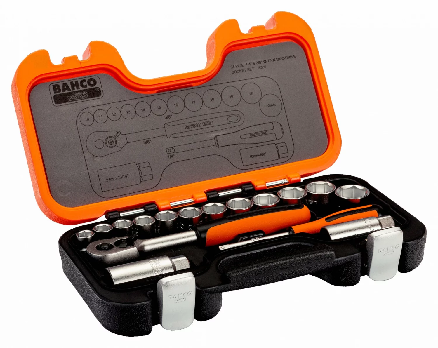 Bahco S330 33-delige Dopsleutelset - 1/4'' 3/8''