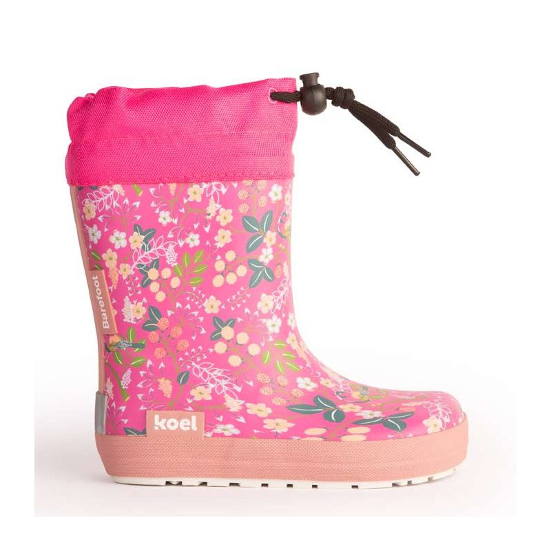 Koel Koel Wellie Fourrées Barefoot Flowers Fuchsia Lacets