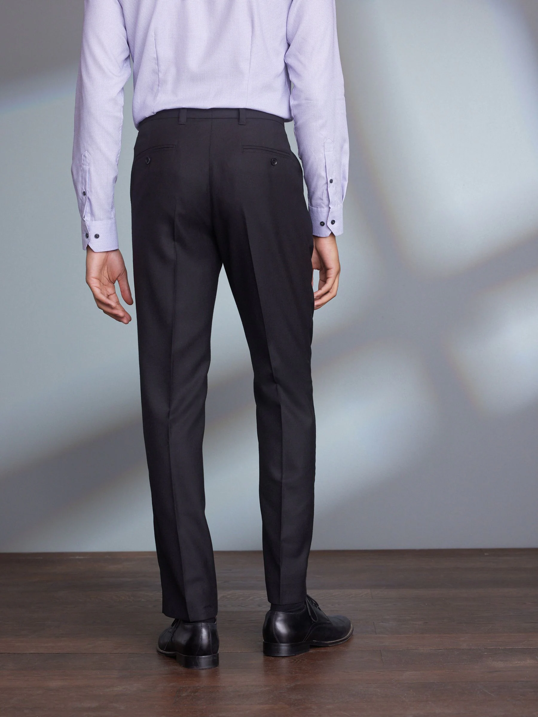 Zwart - Normale Pasvorm - Signature - 100% Wollen broek met Motion Flex-tailleband