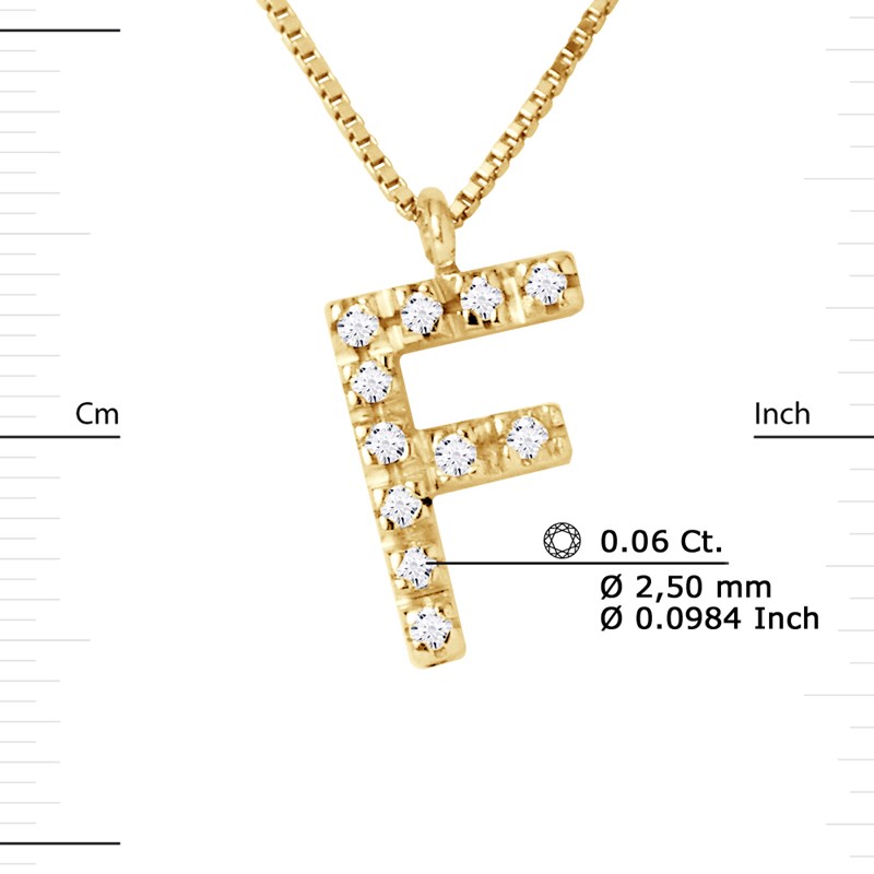 Collier ALPHABET Diamants 0,06 Cts  LETTRE 