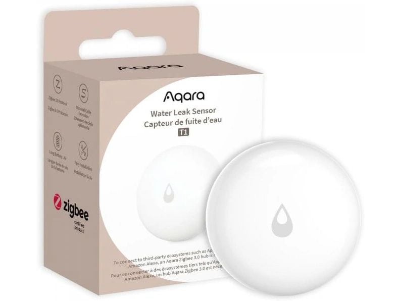 Aqara Funk-Wassermelder Zigbee 3.0, T1 Wasserleckdetektor mit Schutzklasse IP67, ideal für Garten, Hof, und Balkon