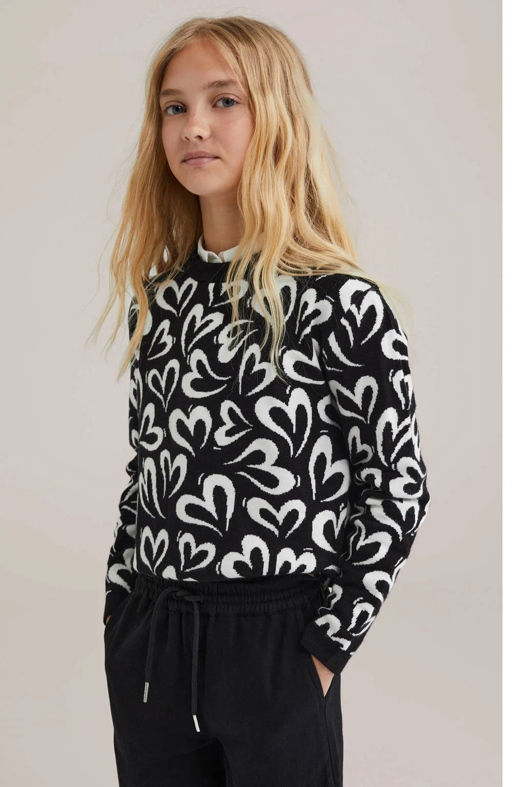 WE Fashion trui zwart fijn gebreid