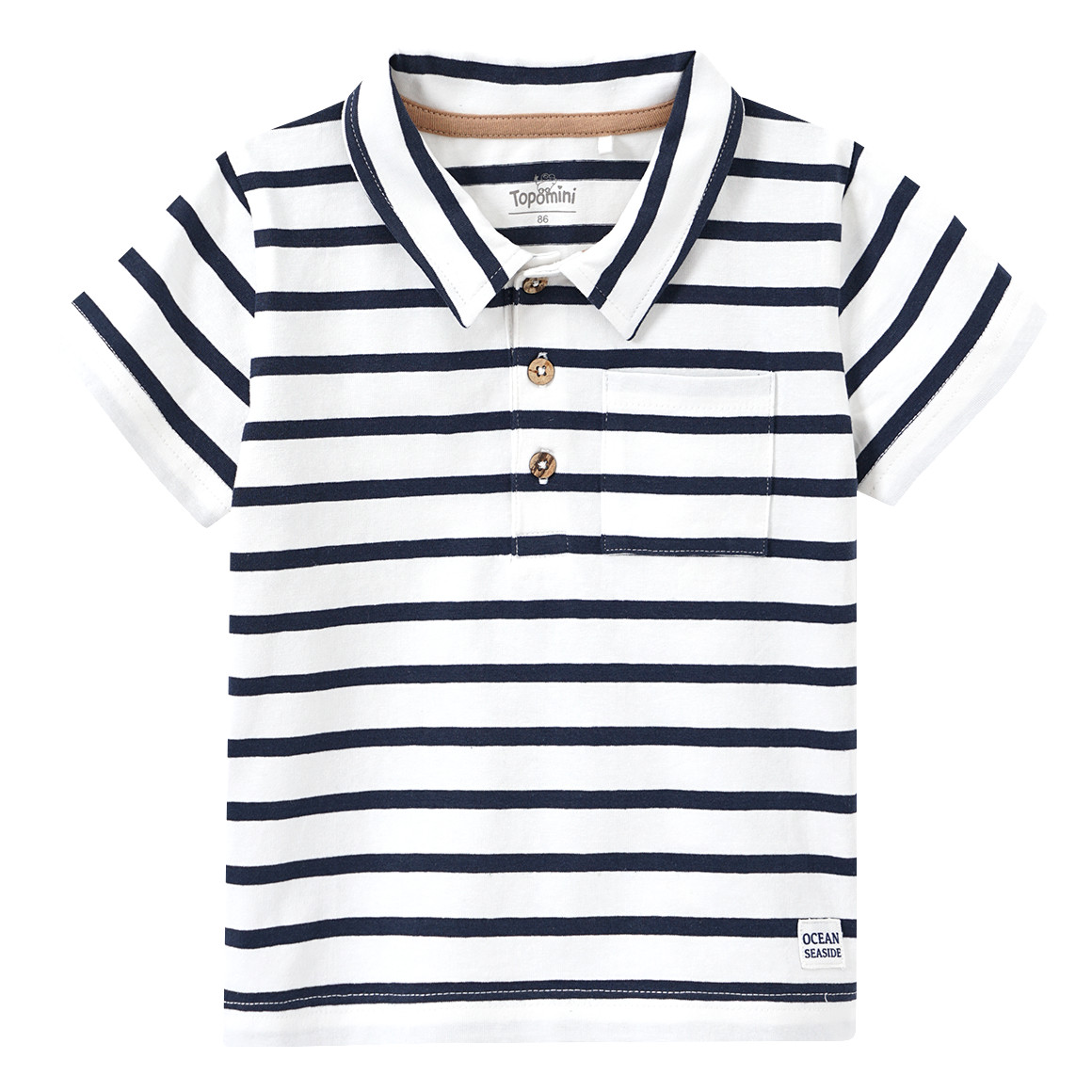 Topomini Baby Poloshirt mit Bio-Baumwolle weiss / dunkelblau