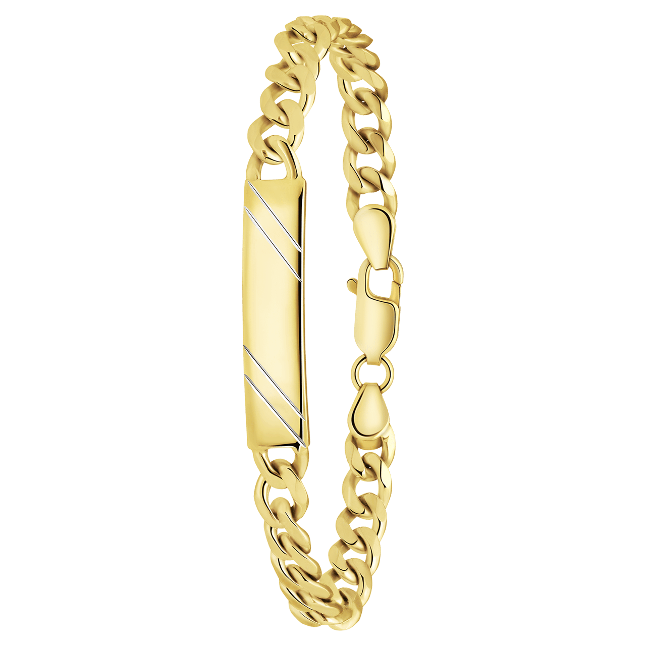 Zilveren goldplated bicolor heren plaatarmband