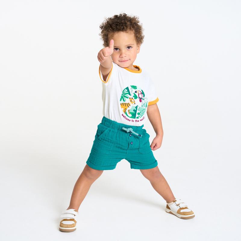 T-shirt animaux blanc bébé garçon Jaune
