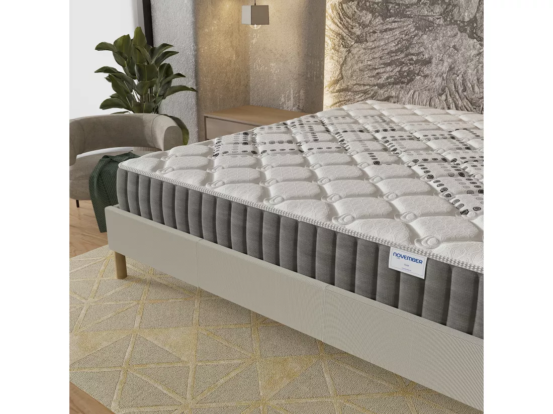 Matelas Eliha 160x200cm - Technologie Hybrid: Ressorts ensachés + Mousse HDensité-Épaisseur 20cm-Soutien Tonique Parfait & indépendance de Couchage-Label SANITIZED