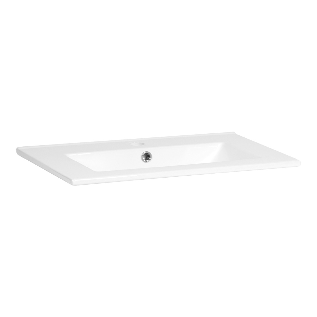 Brauer Frost wastafel ondiep keramiek 60cm met kraangat wit glans