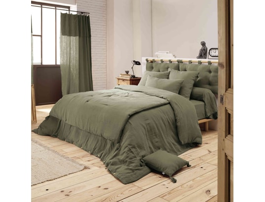 TERRE DE NUIT - Parure de lit housse de couette Parure de lit double gaze de coton kaki 200x200 cm