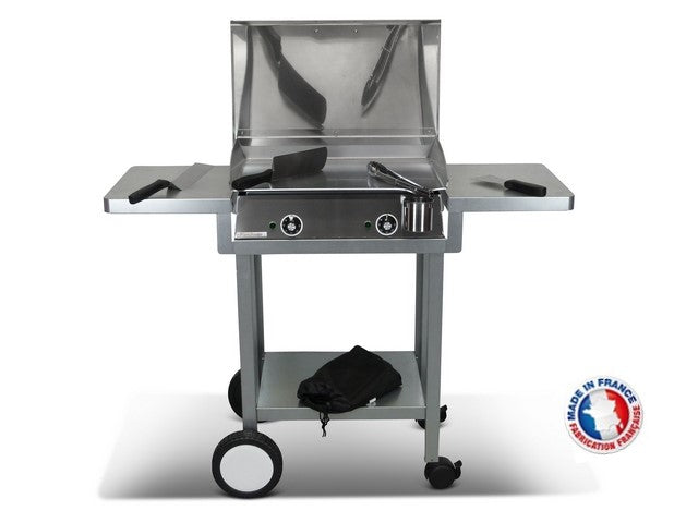 Pack plancha électrique PlanchaElec Lux 600 Inox - Chariot Monceau Pla