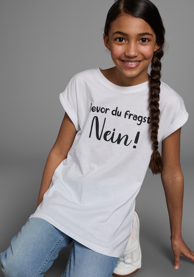 KIDSWORLD T-Shirt »Bevor Du fragst:   NEIN!«, Kurzarm,  mit Print,  Rundhalsausschnitt