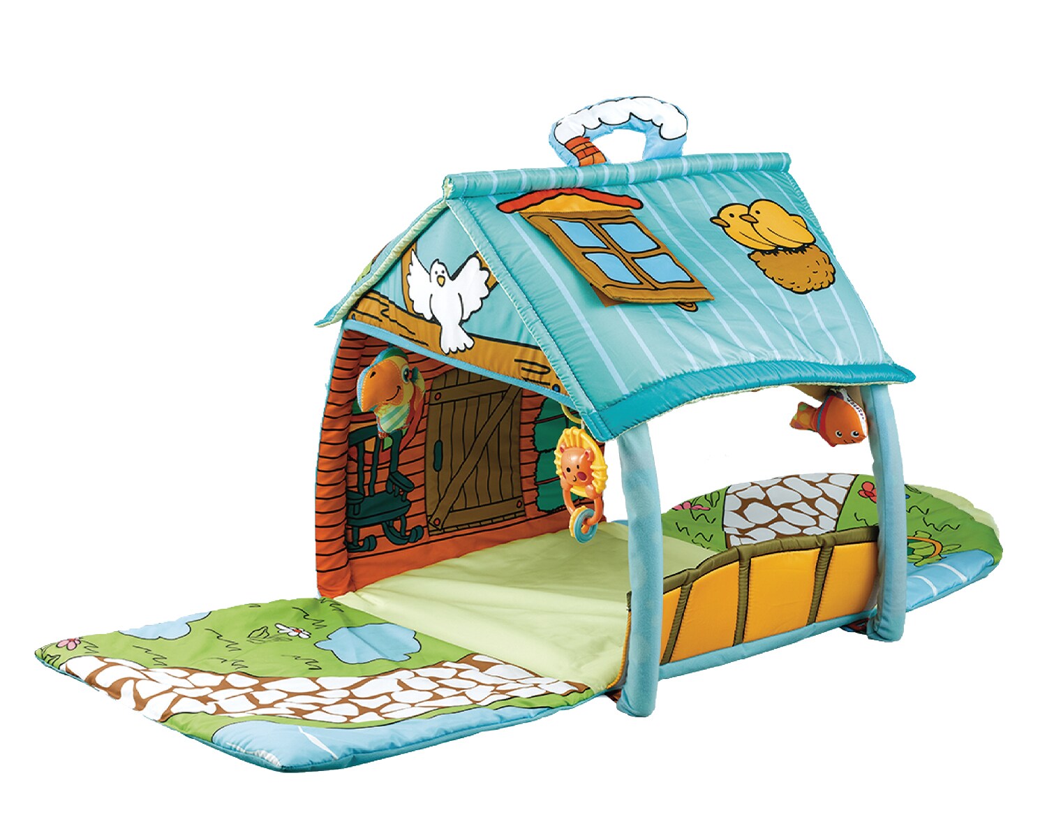 Kikkaboo Spielbogen Casa Bebe Krabbeldecke kleines Haus hängende Tiere Griffblau