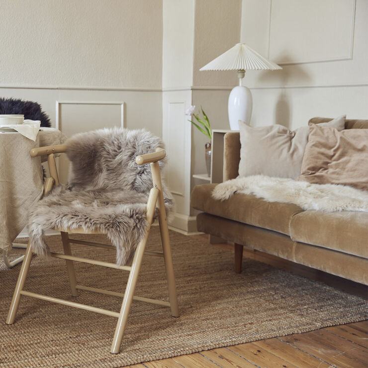 NATURES Collection 90cm-up New Zealand Sheepskin, Long Wool Taupe 90x60