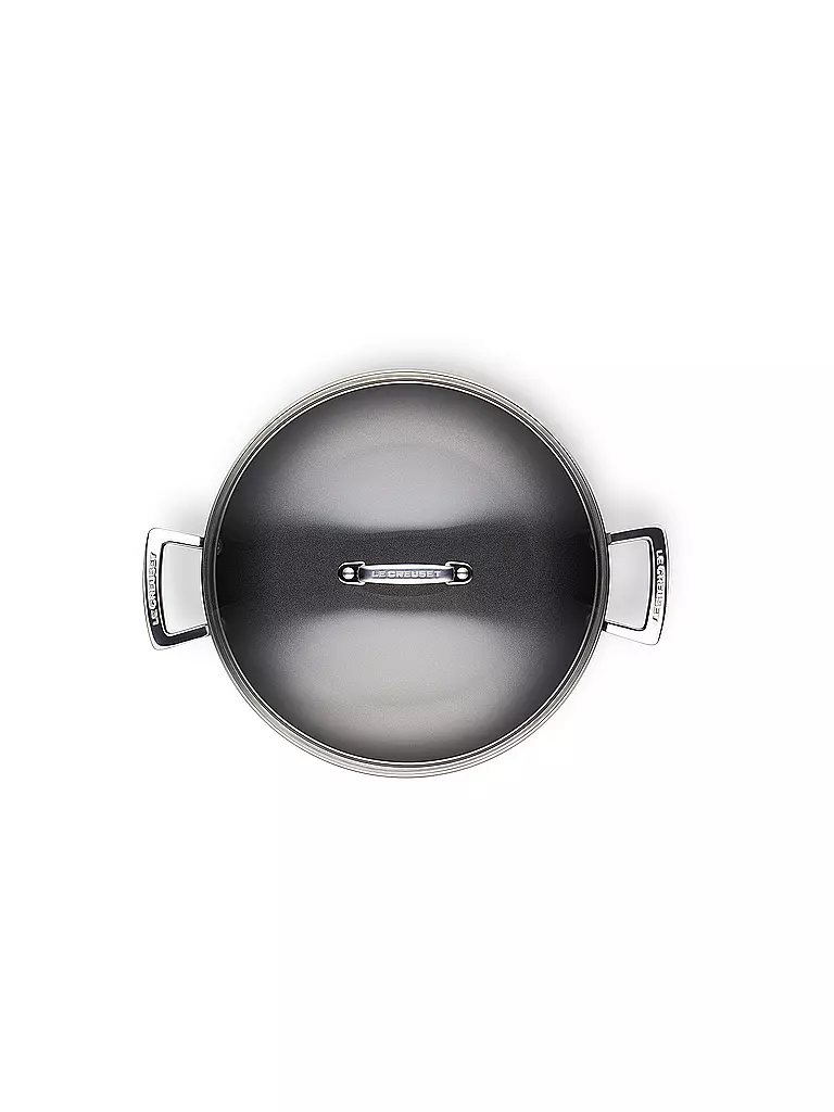 LE CREUSET Aluminium-Antihaft Profipfanne mit Glasdeckel 30cm Schwarz schwarz