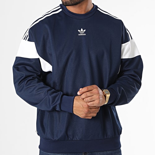 Sweat Crewneck A Bandes Cutline HN6116 Bleu Marine