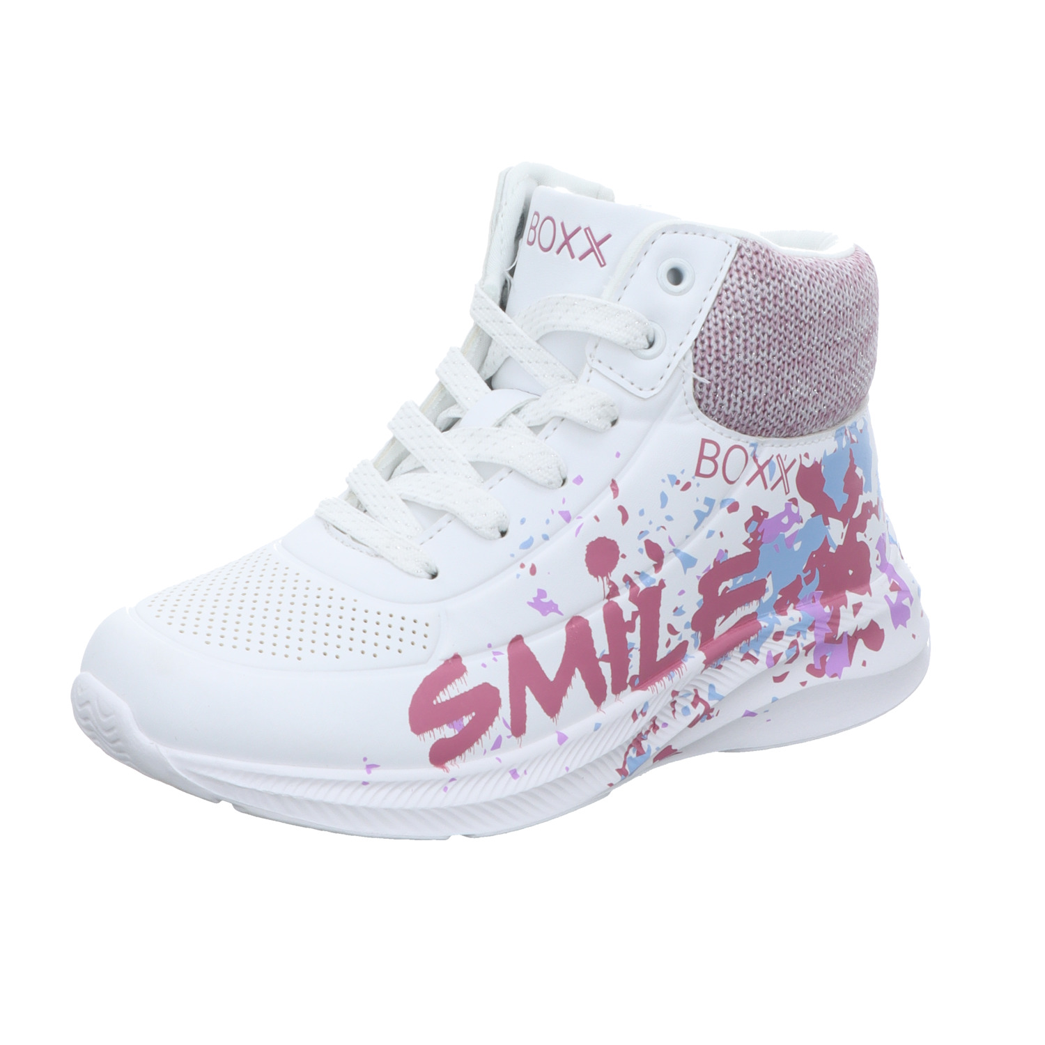 BOXX Kids Kinder-Mädchen-Sneaker Herz-Muster-Weiß