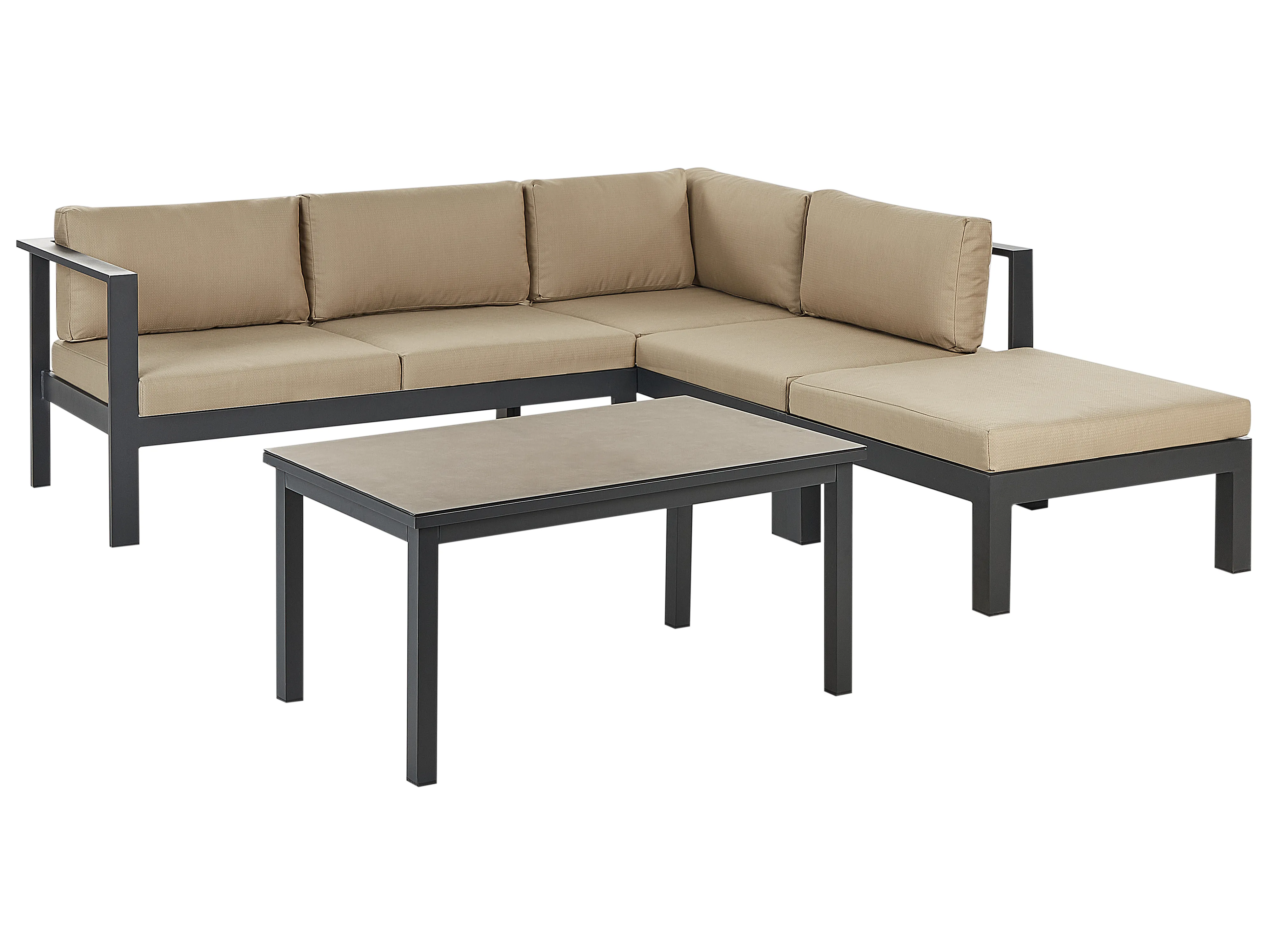 Tuin hoekloungeset met tafel 5-zits MESSINA linkszijdig Metaal Zandbeige