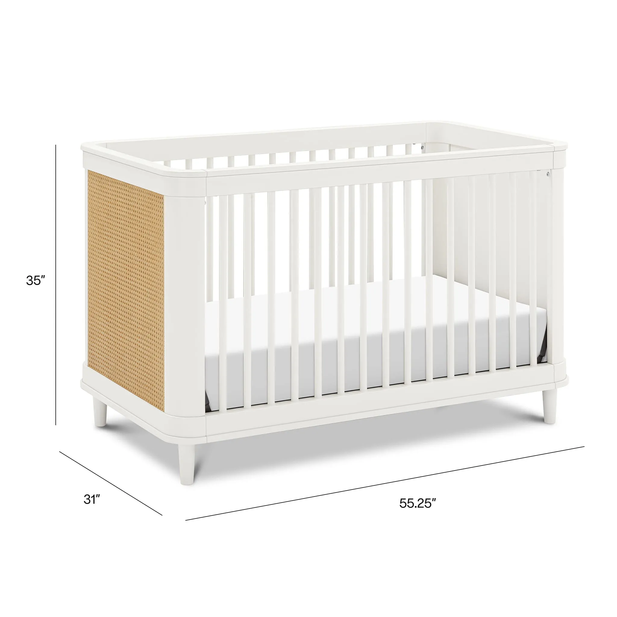 DaVinci Couchette Convertible 3-en-1 Marin - Blanc Chaud et Rotin