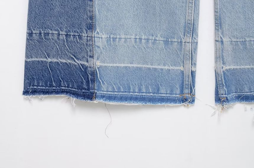 Avauntgardo - High Rise Two Tone Washed Wide Leg Jeans