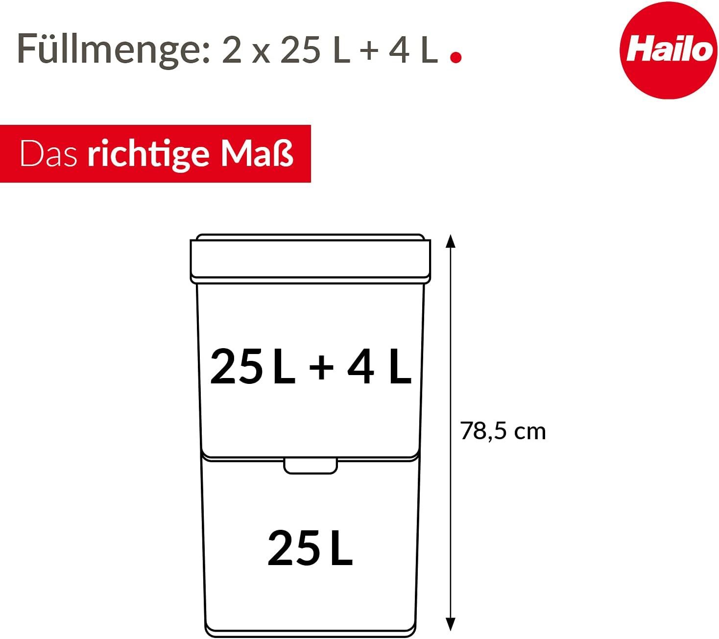 Hailo Öko Vario XL, Mülltrenner, Vollautomatische Deckelöffnung durch Sensortechnik, 50 Liter, 0656-001, Edelstahl, Kunststoff